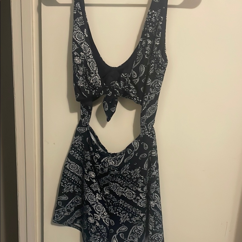 Black and White Paisley Cutout Dress